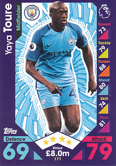 Yaya Toure Manchester City 2016/17 Topps Match Attax #171